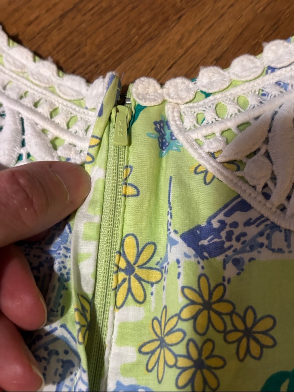 Lilly Pulitzer Lime & Teal Horse-Print Lace-Trim Sleeveless Top - Picture 5 of 6